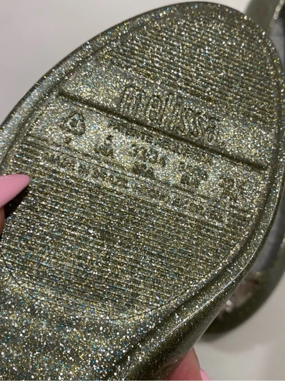 Vivienne Westwood x Melissa Olive Green Glitter Ballet Flats